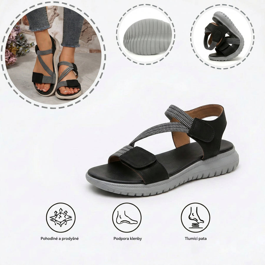 Pohodlné ortopedické sandály – ergonomická podpora klenby, nastavitelná šířka, zkrášlují nohy.