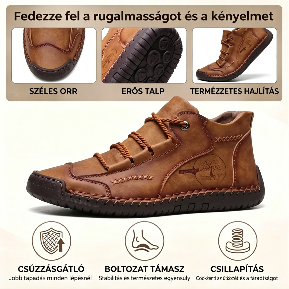 ⏰ Féláras akció 🔥 Prémium borjúbőr cipők — Ortopéd cipők — 👞 Vízálló és csúszásmentes (boltozati alátámasztás a könnyebb járásért)