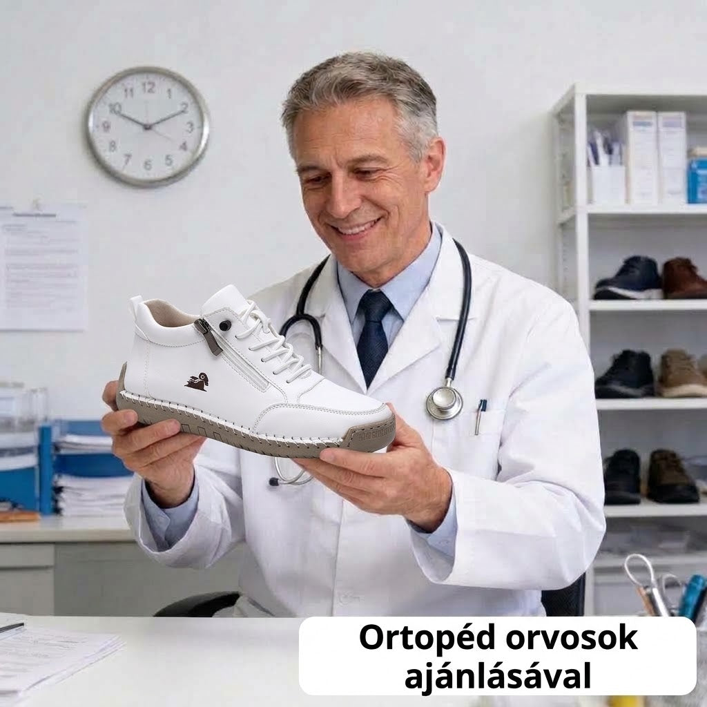 ⏰ Féláras ajánlat – csak ma! 🔥 | Kiváló minőségű, valódi bőr ortopéd cipő | Megtámasztja a lábboltozatot, enyhíti a fájdalmat és megkönnyíti a járást | Uniszex.