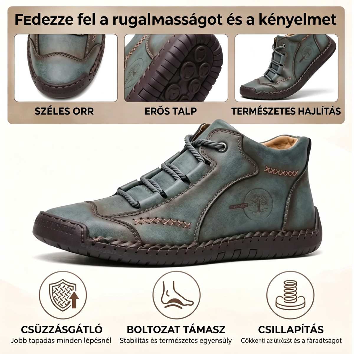 ⏰ Féláras akció 🔥 Prémium borjúbőr cipők — Ortopéd cipők — 👞 Vízálló és csúszásmentes (boltozati alátámasztás a könnyebb járásért)
