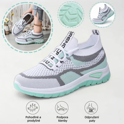 Ležérní ortopedická obuv s barevnými bloky – podpora klenby, ultralehká polstrovaná podrážka, prodyšný svršek z materiálu Flyknit