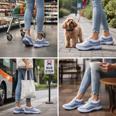 Ležérní ortopedická obuv s barevnými bloky – podpora klenby, ultralehká polstrovaná podrážka, prodyšný svršek z materiálu Flyknit