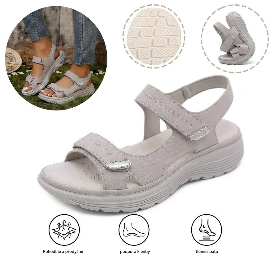 Pohodlné ortopedické sandály – ergonomická podpora klenby, nastavitelná šířka, zeštíhlují nohy.