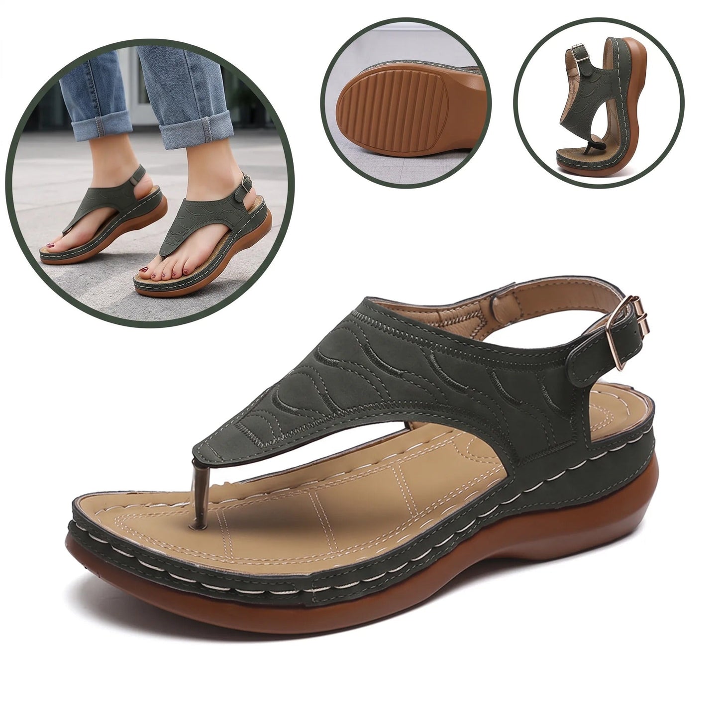 Ergonomické ortopedické sandály – s podporou klenby, která pomáhá zmírnit bolesti nohou, stabilizovat patu a snížit nestabilitu při chůzi