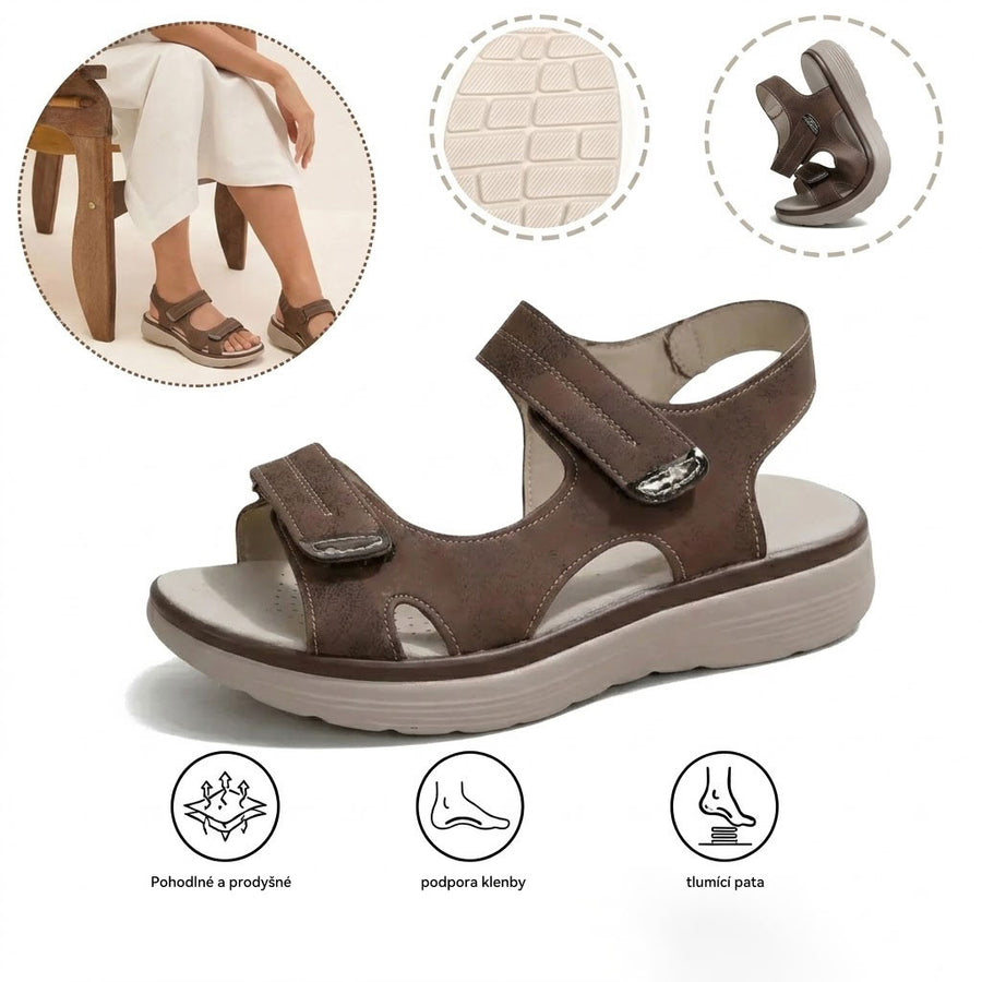 Pohodlné ortopedické sandály – ergonomická podpora klenby, nastavitelná šířka, zeštíhlují nohy.