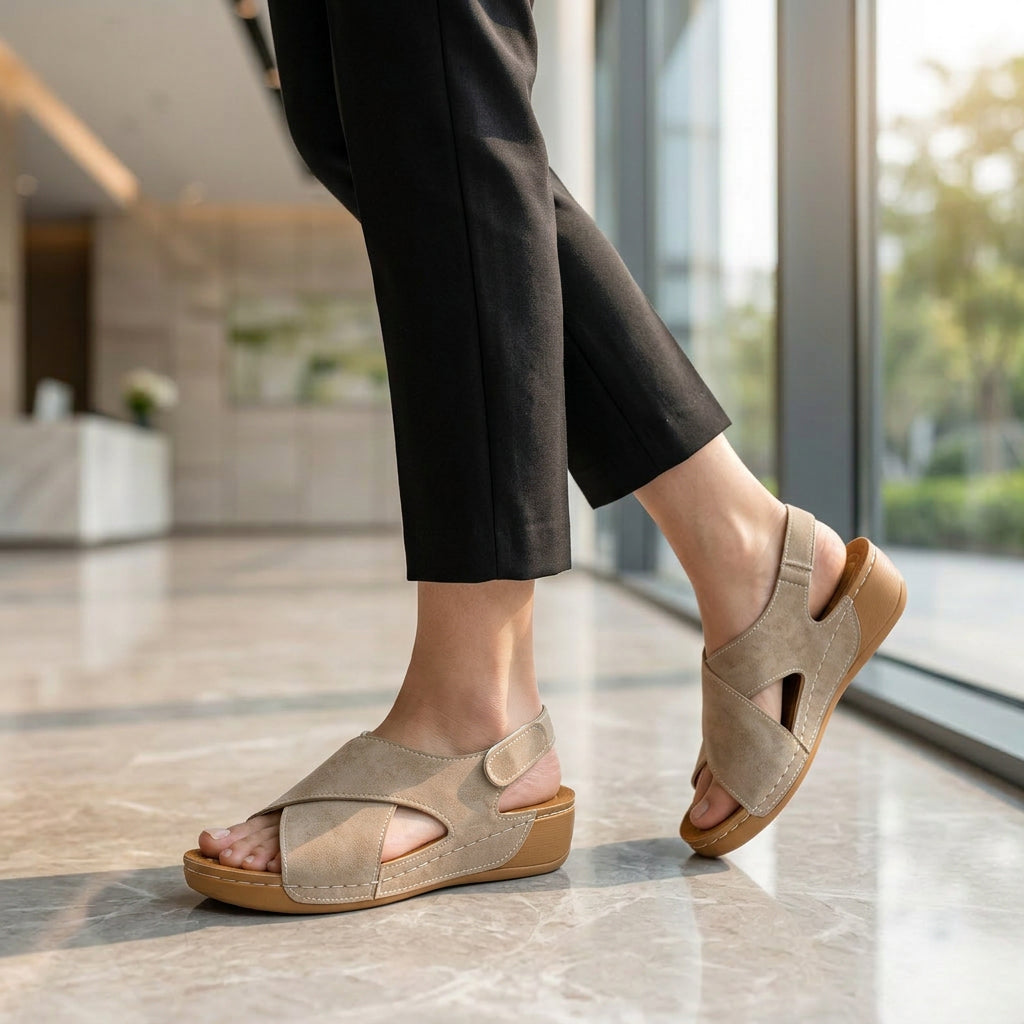 Ergonomické ortopedické sandály – s podporou klenby, která pomáhá zmírnit bolesti nohou, stabilizovat patu a snížit nestabilitu při chůzi