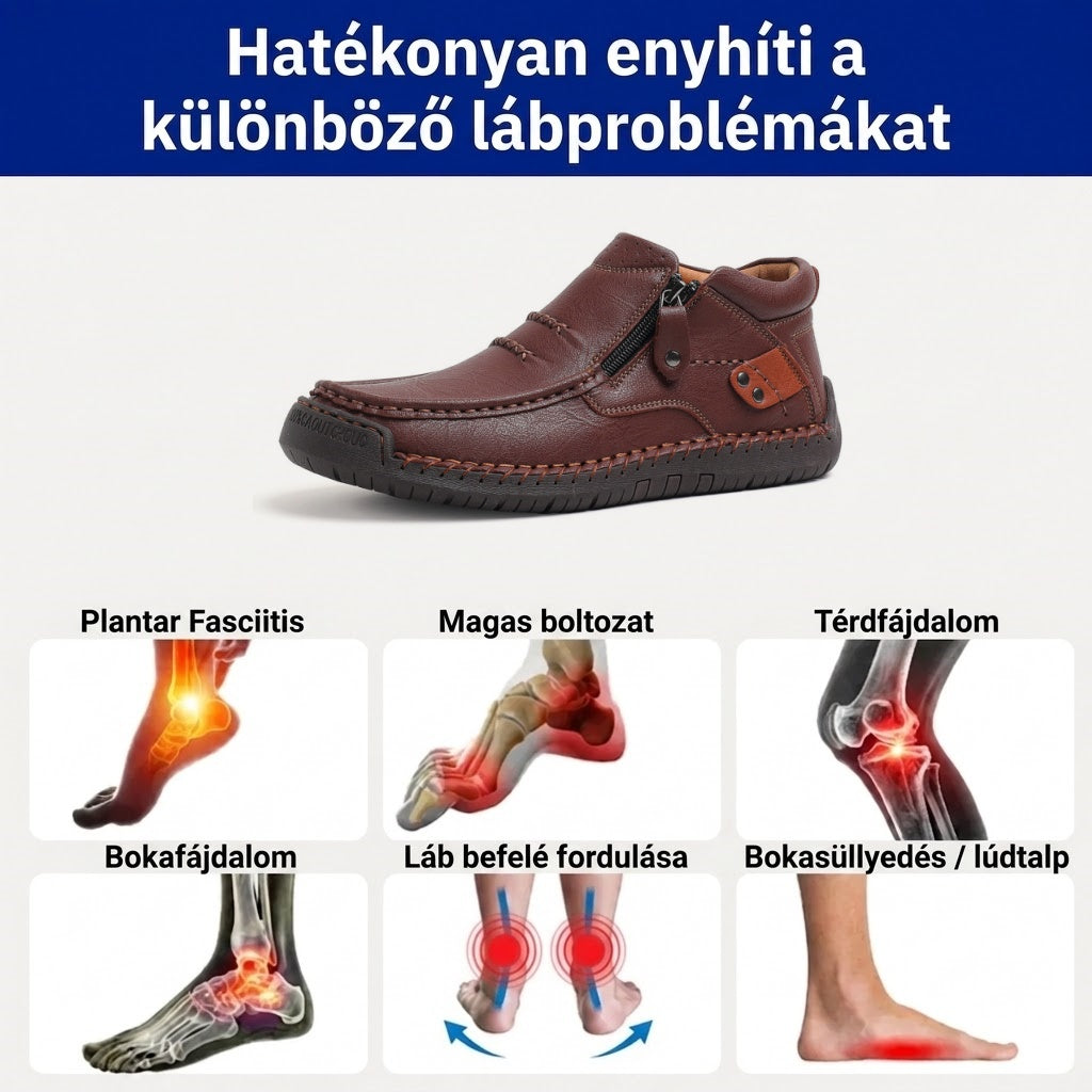 ⏰ Féláras ajánlat – csak ma! 🔥 | Prémium, valódi bőr ortopéd cipők | Boltozati alátámasztás a fájdalom enyhítésére és a járás megkönnyítésére