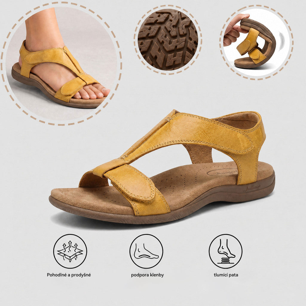 Pohodlné ortopedické sandály – ergonomická podpora klenby, nastavitelná šířka, zeštíhlují nohy.