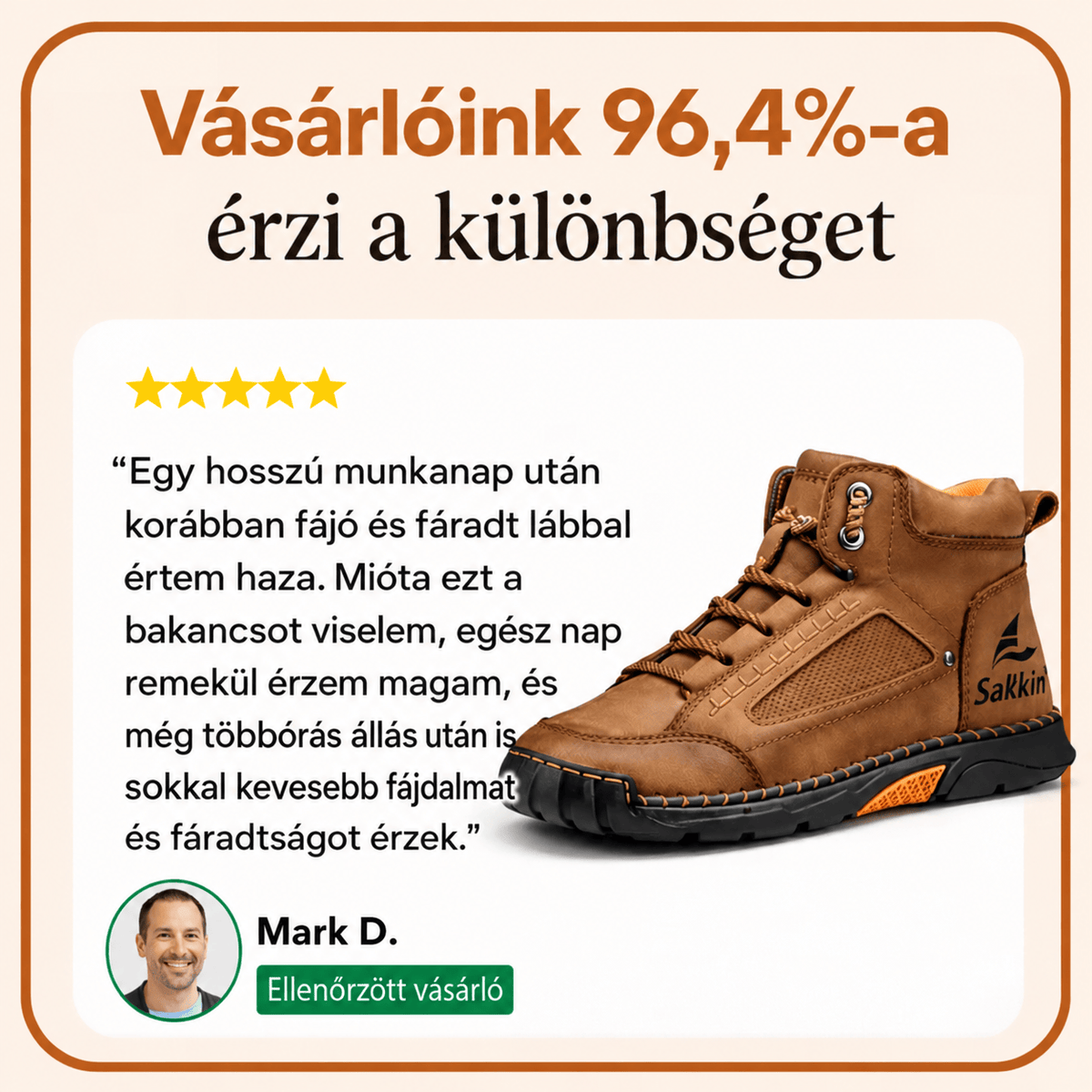 ⏰ Féláras ajánlat – csak ma! 🔥 | Kiváló minőségű, valódi bőr ortopéd cipő | Megtámasztja a lábboltozatot, enyhíti a fájdalmat és megkönnyíti a járást | Uniszex.
