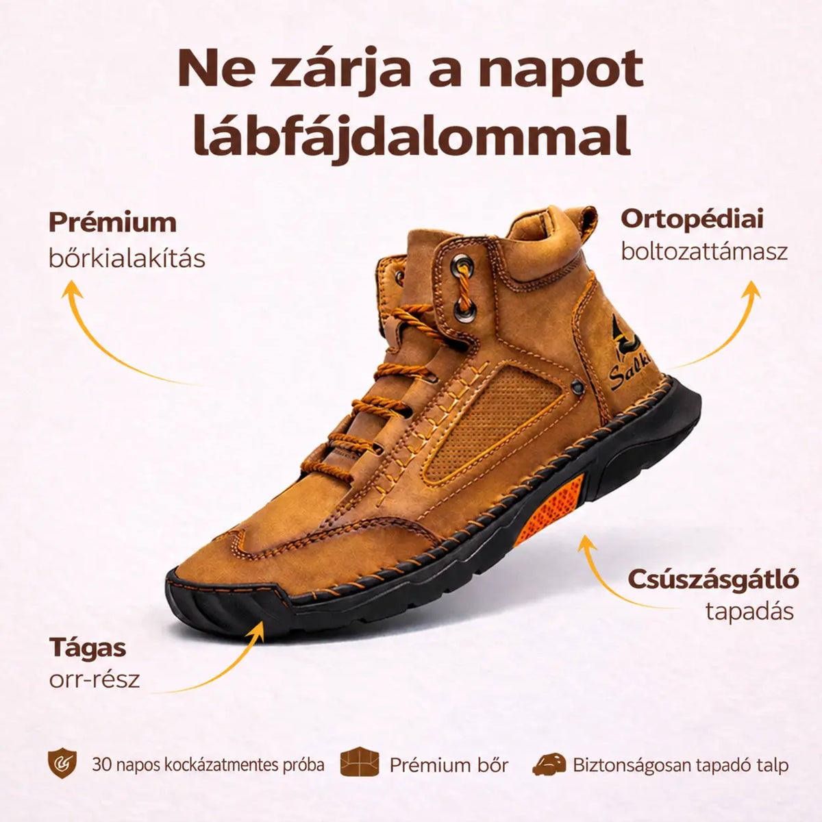 ⏰ Féláras ajánlat – csak ma! 🔥 | Kiváló minőségű, valódi bőr ortopéd cipő | Megtámasztja a lábboltozatot, enyhíti a fájdalmat és megkönnyíti a járást | Uniszex.